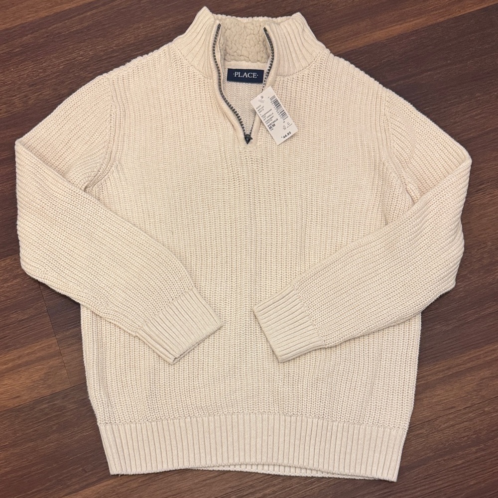 Zip-Up Cream Sweater